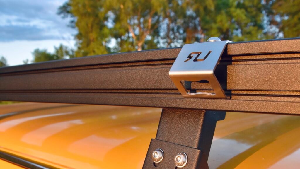 Close detail of our Lada Niva Roof Rack an bottle opener